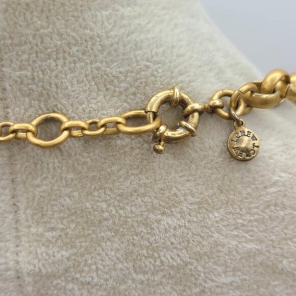 J Crew Black Tassel Gold Tone Disk Tortoise Charm Link Necklace - Picture 7 of 11